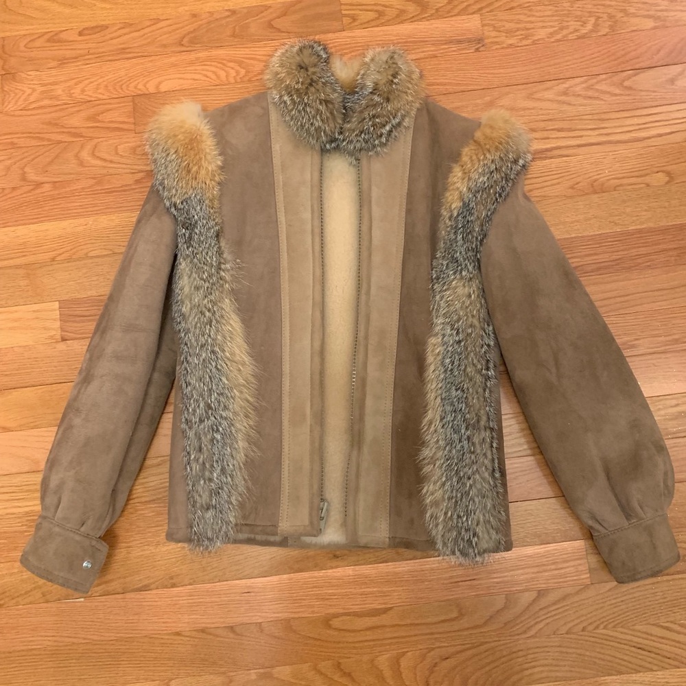 Fox fur and suede jacket